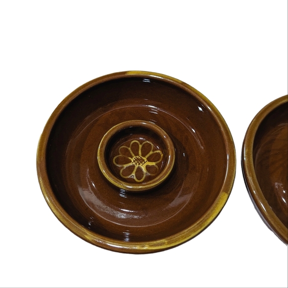 Vintage Williams Sonoma Ceramic Sunflower Dip Olive Bowl Set of 2 - Picture 2 of 9